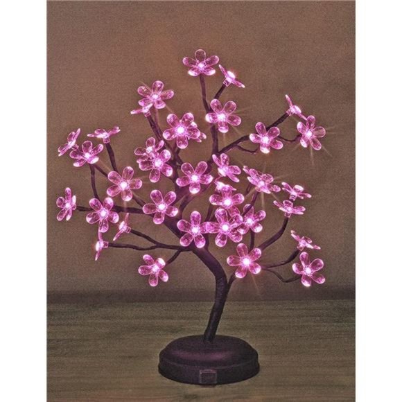 18-inch Crystal Flower LED Bonsai Tree, Pink Light, 36 LED Light Battery Powered - Picture 1 of 7